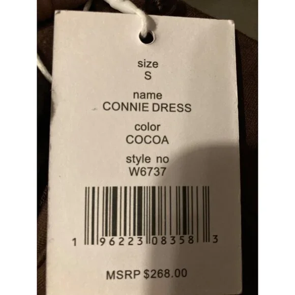 Walter Baker Long Sleeve Fitted Midi Dress Cocoa Brown Size Small New With Tag - Picture 6 of 6